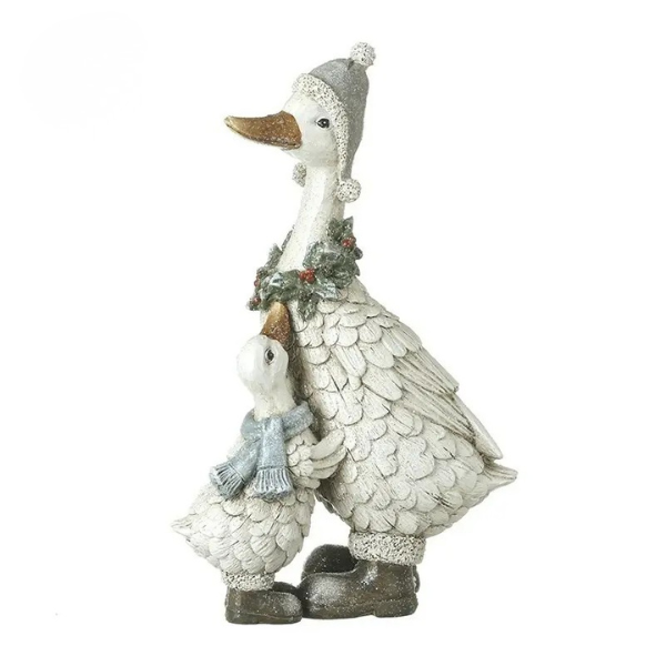 LANGS Christmas Resin Duck with Baby Figurine 27cm