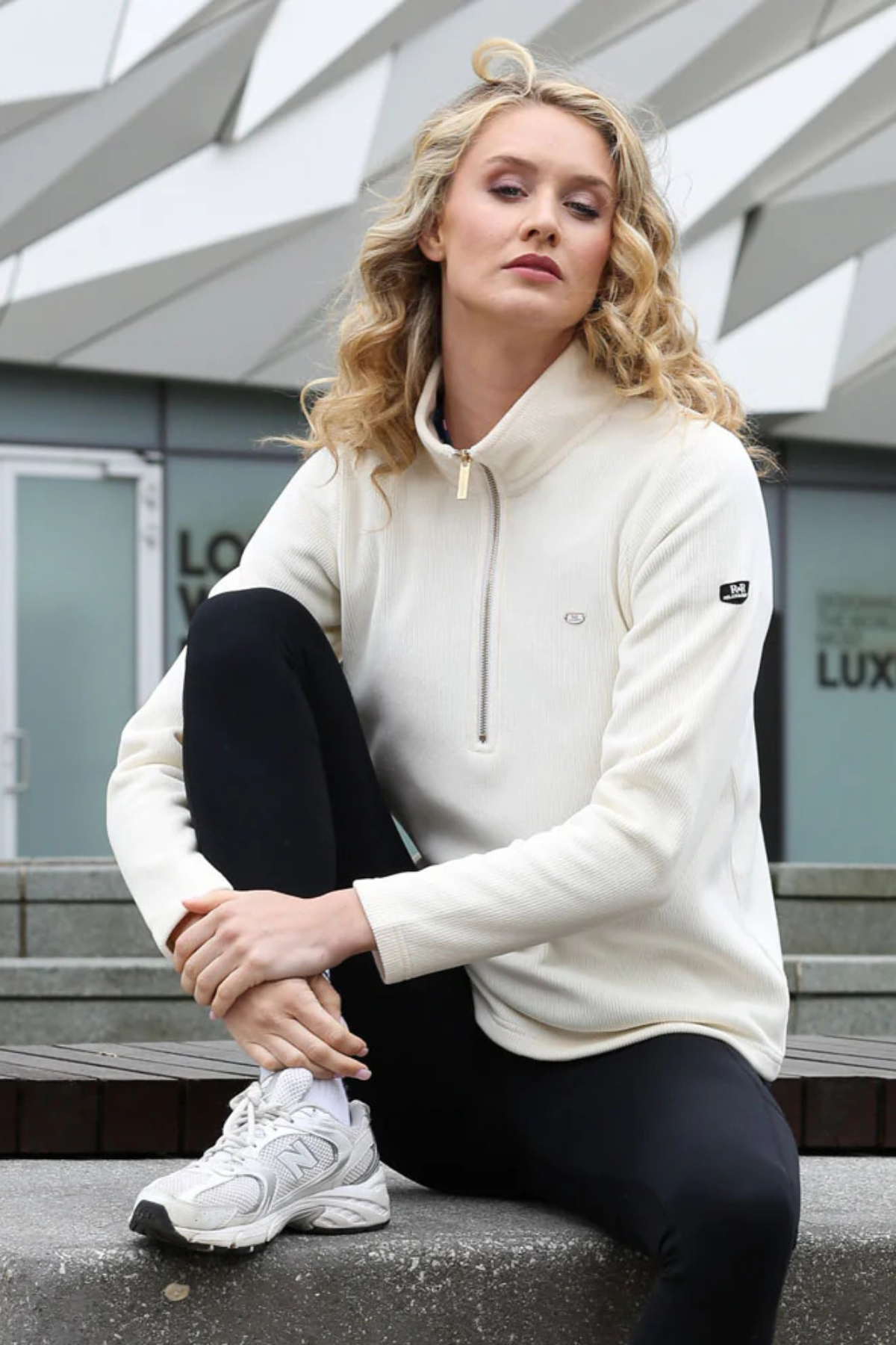 RELAX & RENEW Steph Half Zip Top - Cream