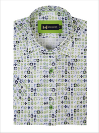 MISH MASH Starburst Short Sleeve Shirt - White/Lime