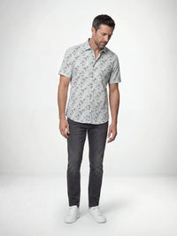 MISH MASH Starburst Short Sleeve Shirt - White/Lime