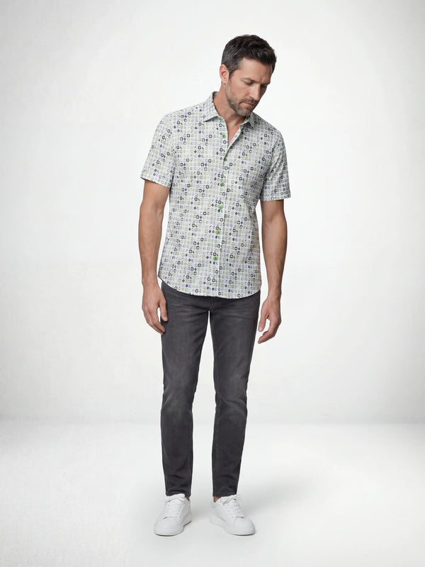 MISH MASH Starburst Short Sleeve Shirt - White/Lime