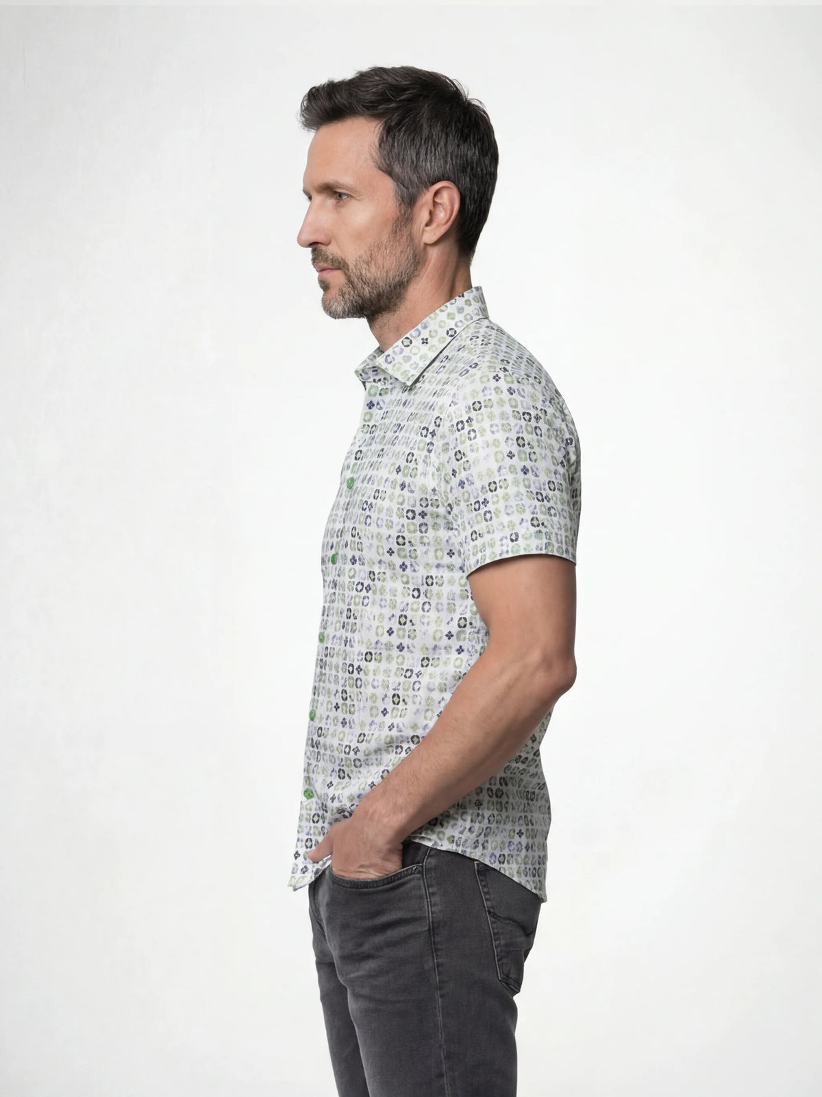 MISH MASH Starburst Short Sleeve Shirt - White/Lime