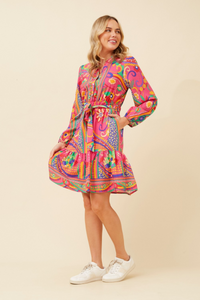 STELLA Printed Shirt Dress - Pink