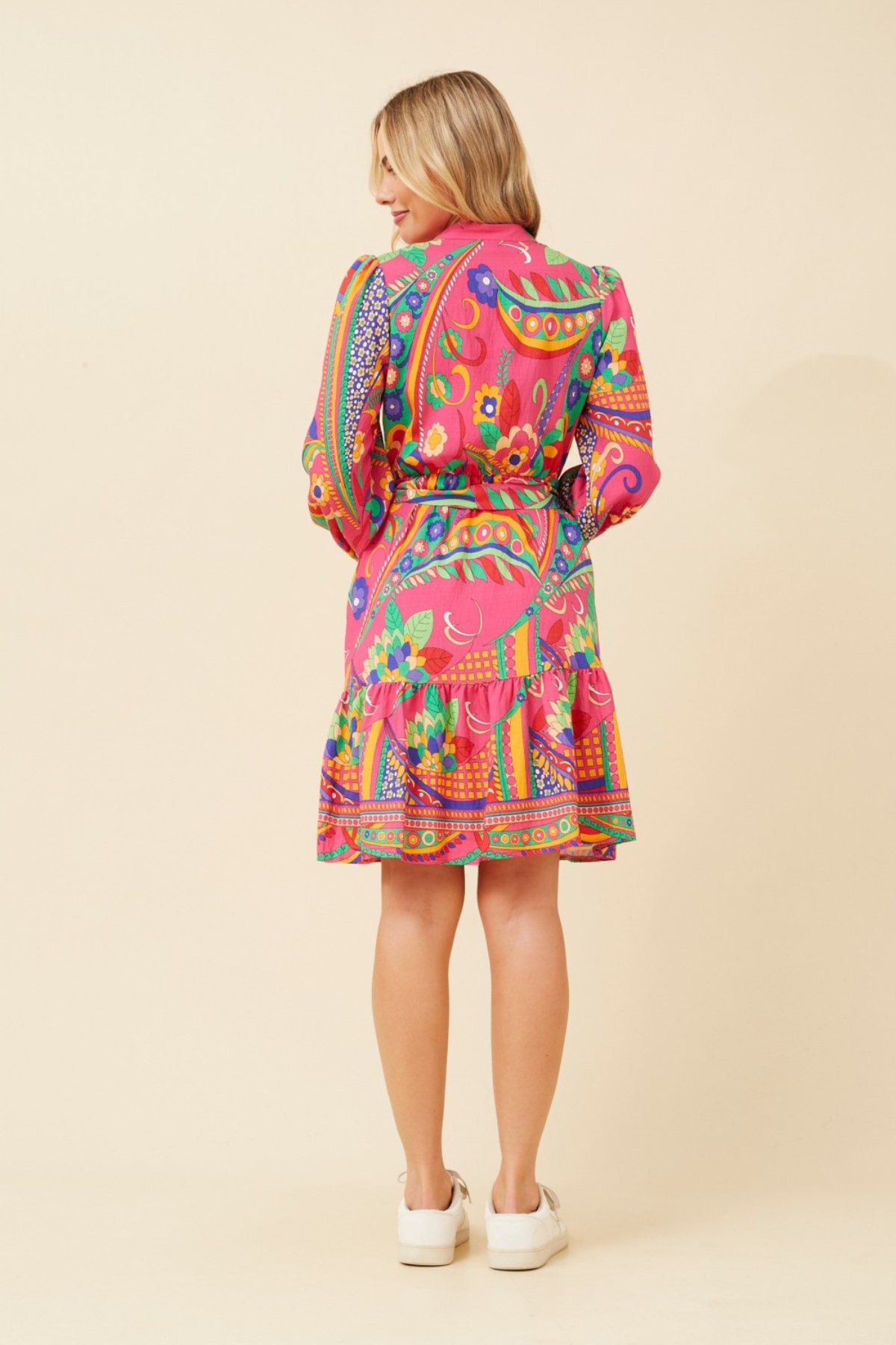 STELLA Printed Shirt Dress - Pink