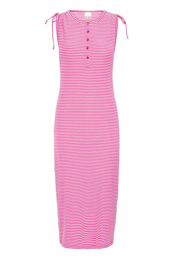 ICHI Mikey Striped Sleeveless Dress - Pink