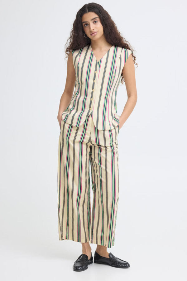 ICHI Leanna Striped Trousers - Multi