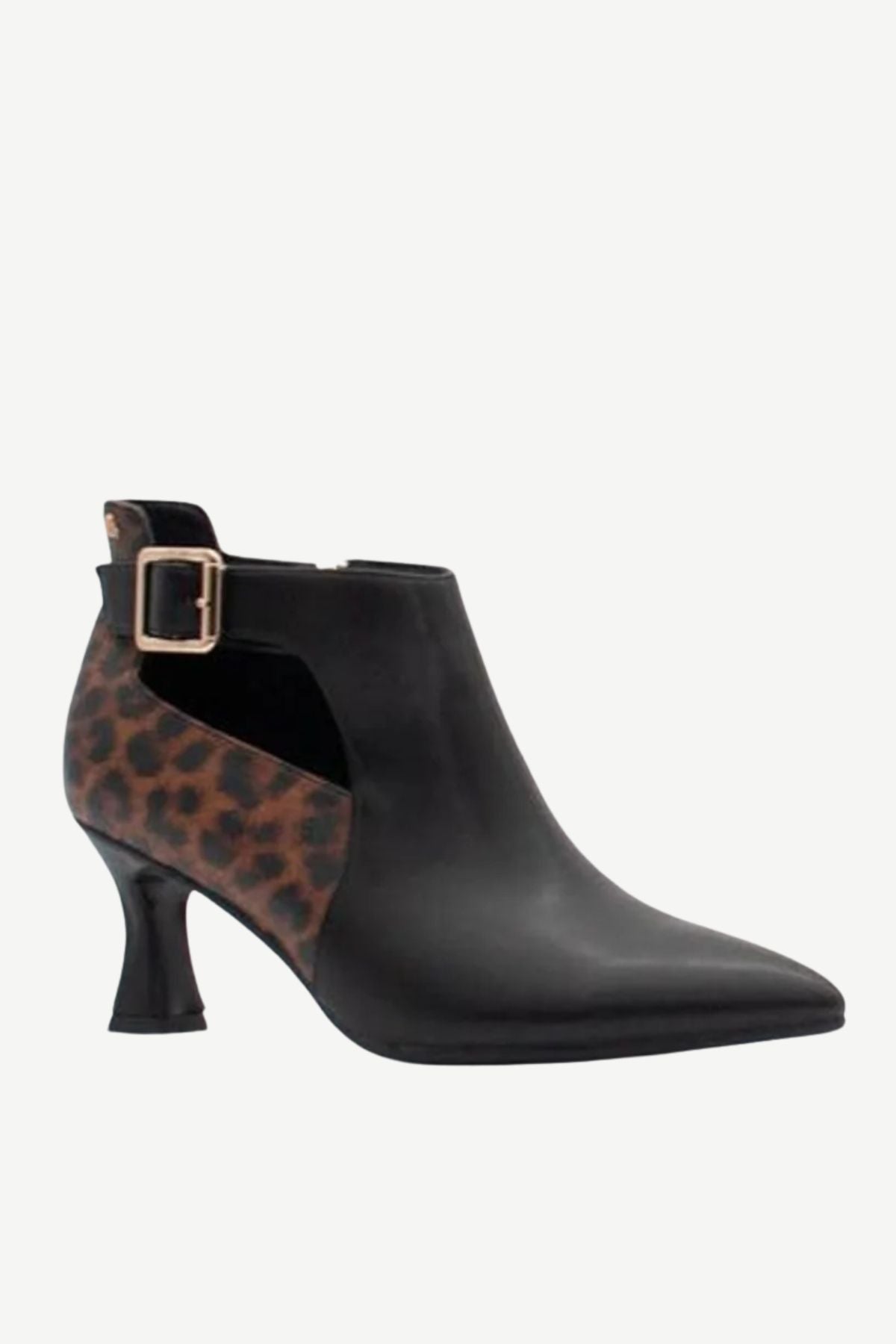 UNA HEALY Subway Leopard Detail Heeled Ankle Boot - Black