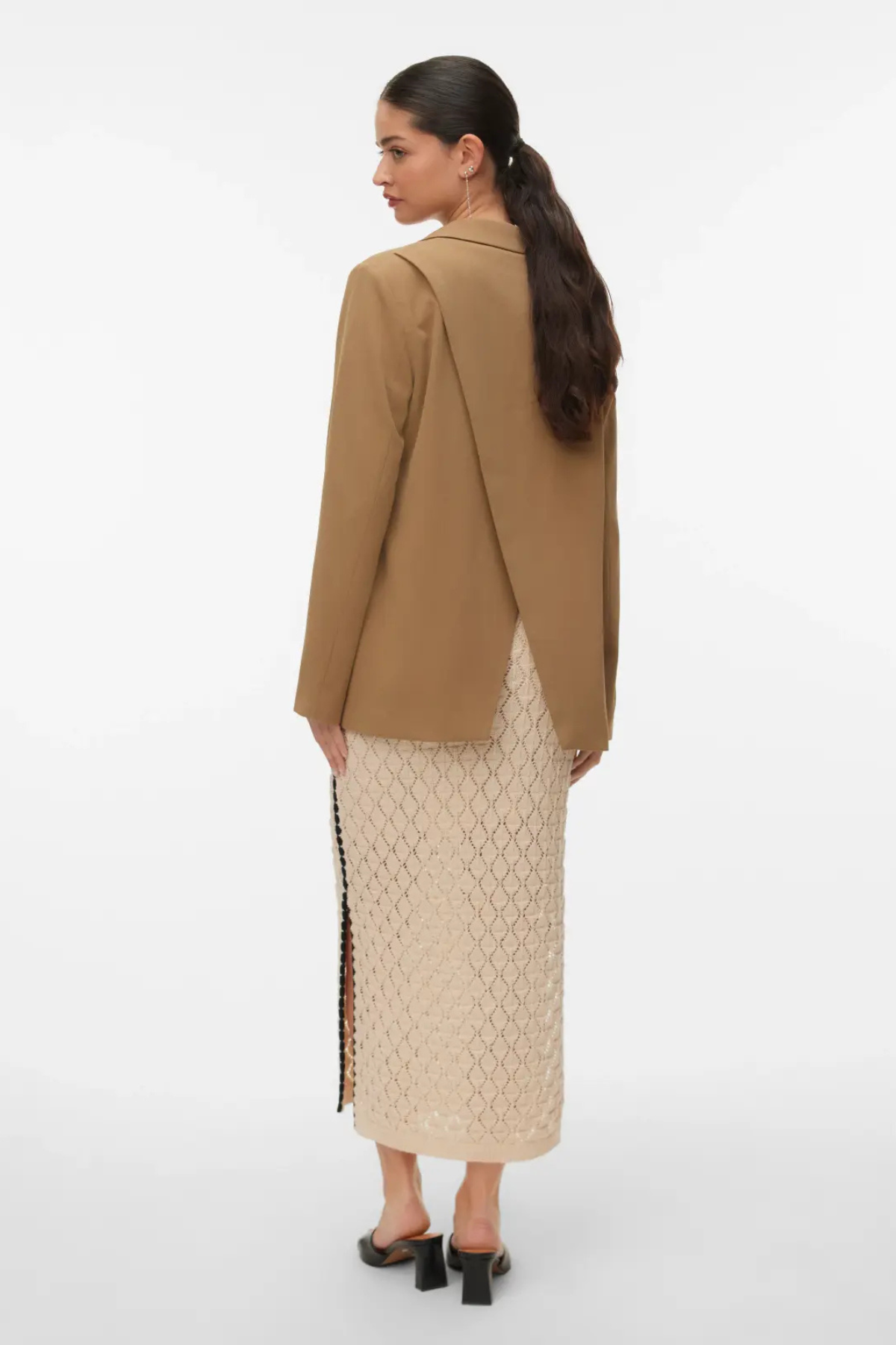 VERO MODA Tena Loose Back Slit Blazer - Tan