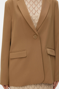 VERO MODA Tena Loose Back Slit Blazer - Tan