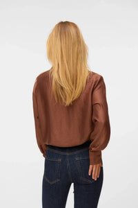 VERO MODA Toma Long Sleeve Tie Shirt - Brown