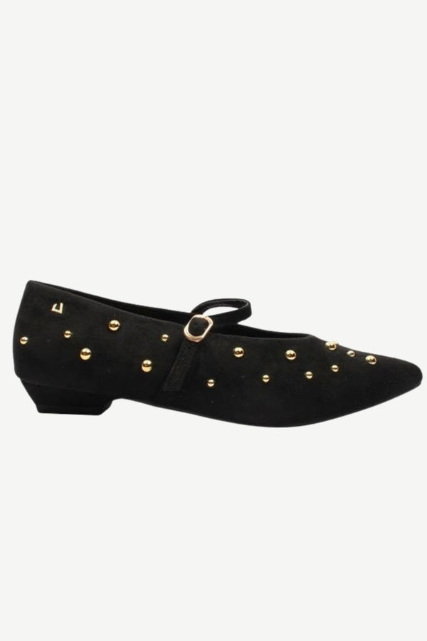 UNA HEALY Picture Window Studded Flats – Black