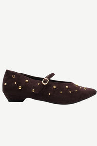 UNA HEALY Picture Window Studded Flats – Brown