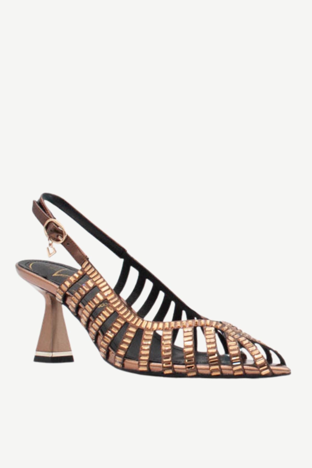 UNA HEALY Cold Heart Embellished Sling-back Heels – Bronze