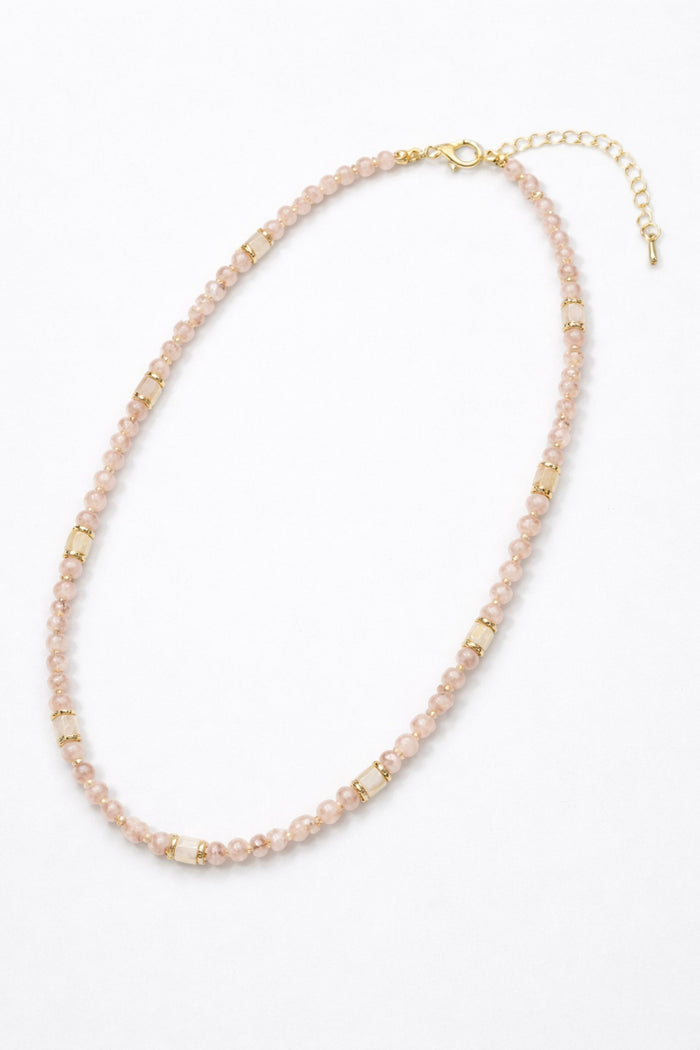 LAVEESHA Pink Hand Bead Necklace