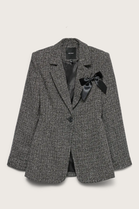 VERO MODA Perle Fitted Bow Blazer - Grey/Black