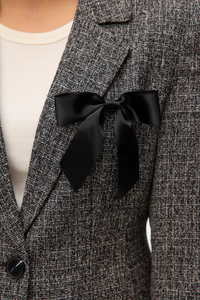 VERO MODA Perle Fitted Bow Blazer - Grey/Black