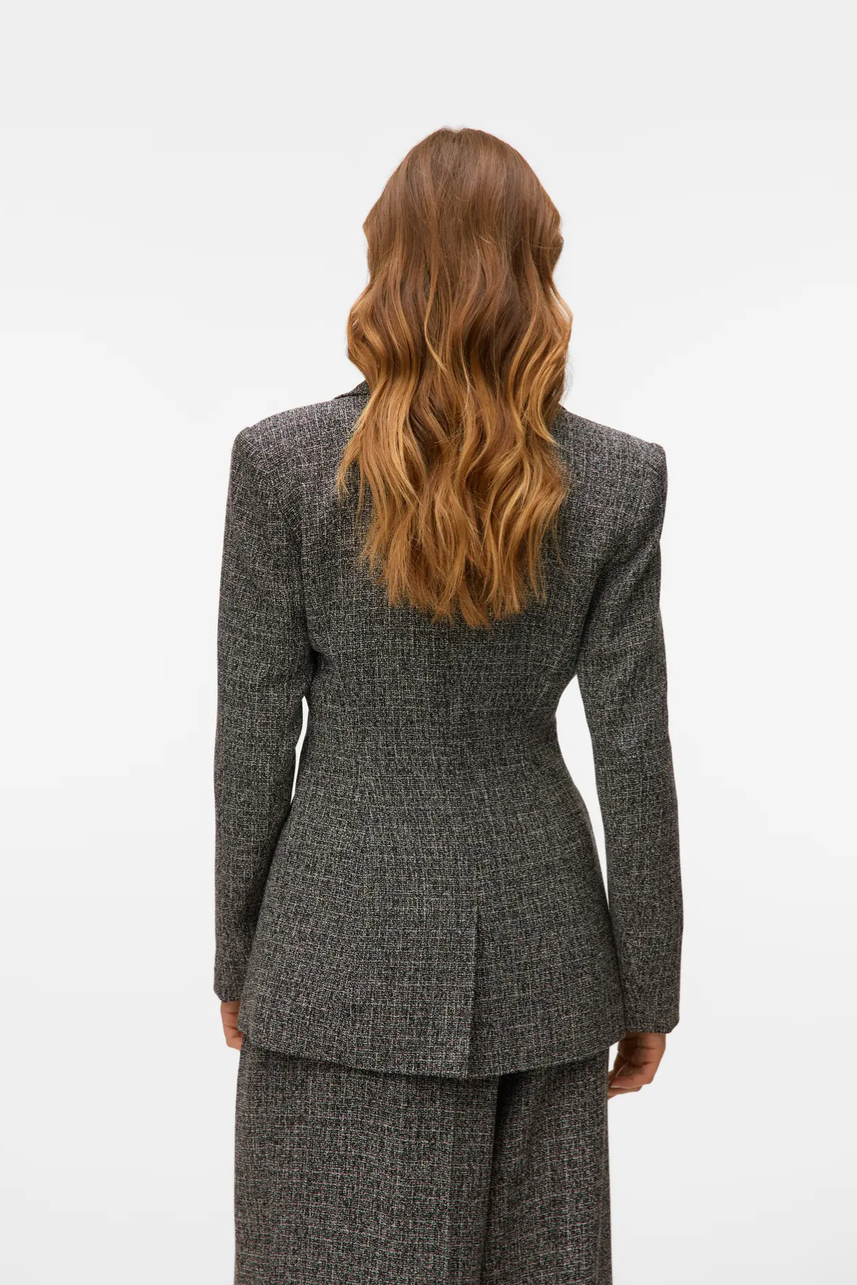 VERO MODA Perle Fitted Bow Blazer - Grey/Black