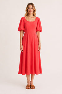 VERO MODA Lauren Puff Sleeve Dress - Red