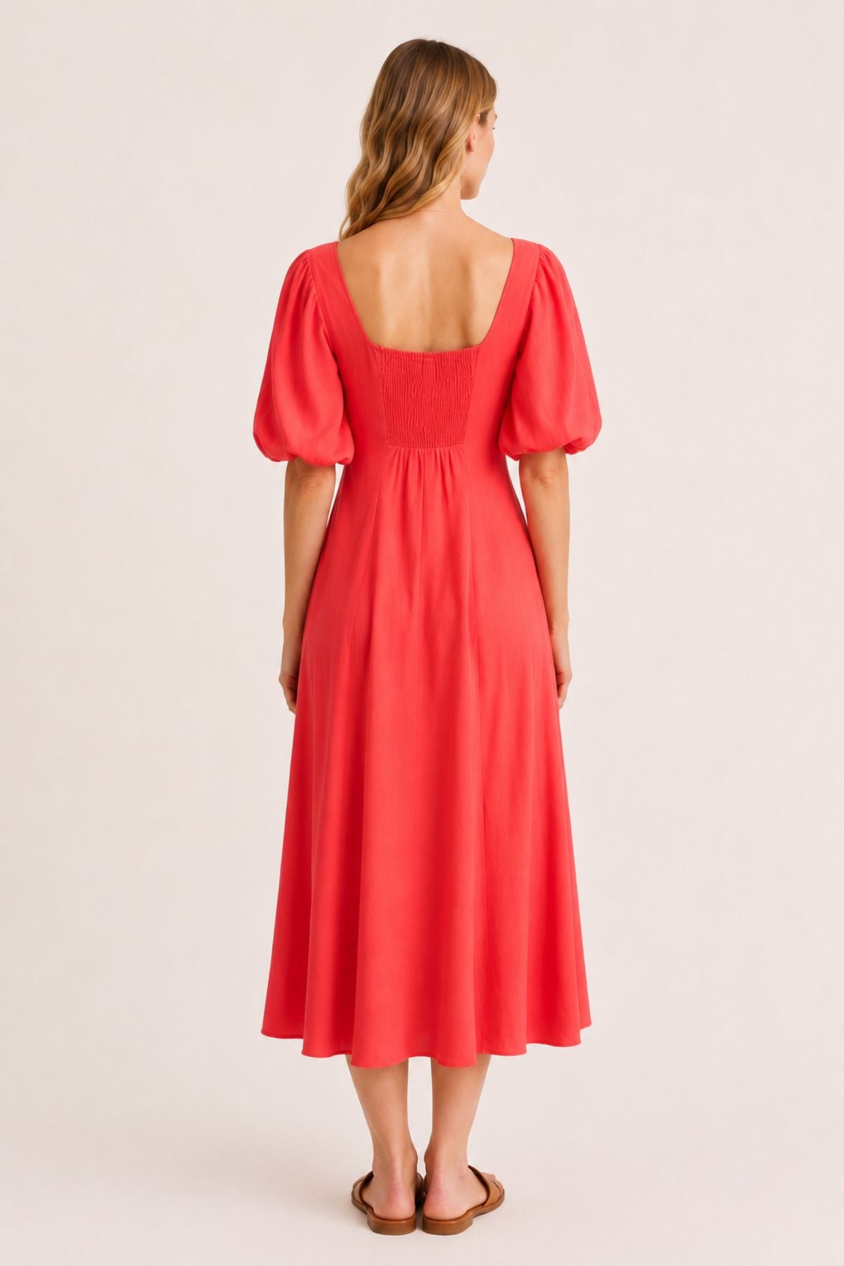VERO MODA Lauren Puff Sleeve Dress - Red