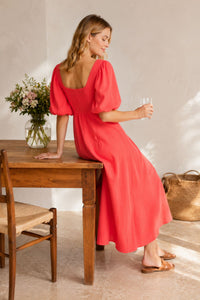 VERO MODA Lauren Puff Sleeve Dress - Red