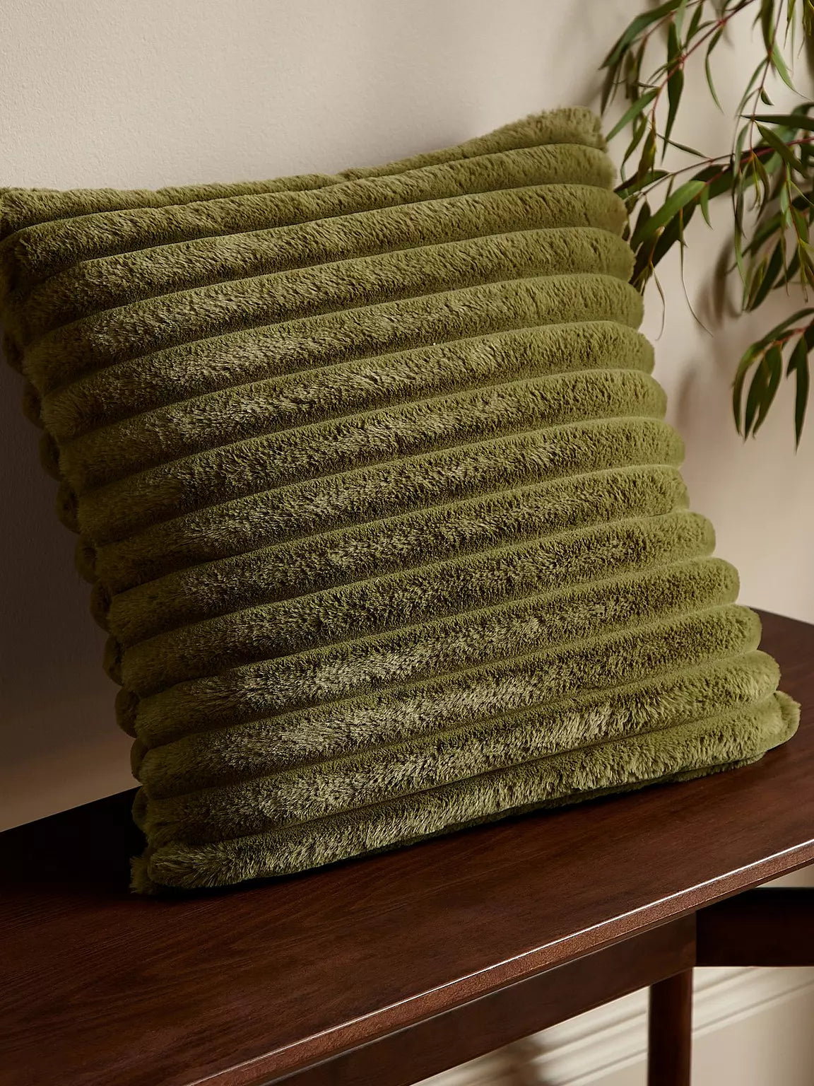 CATHERINE LANSFIELD Cosy Ribbed Cushion - Olive