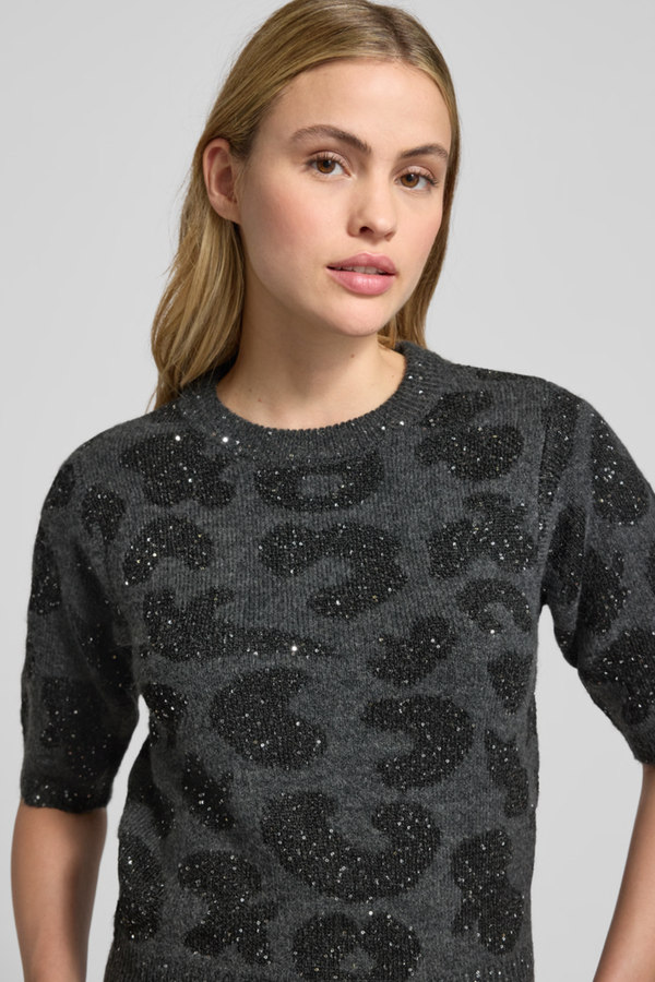 VERO MODA Zuzu Embellished Top - Grey
