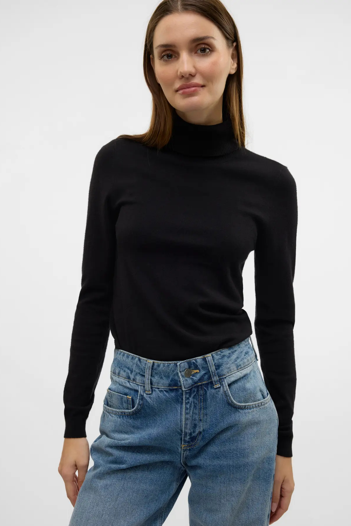 VERO MODA Happiness Roll Neck Jumper - Black