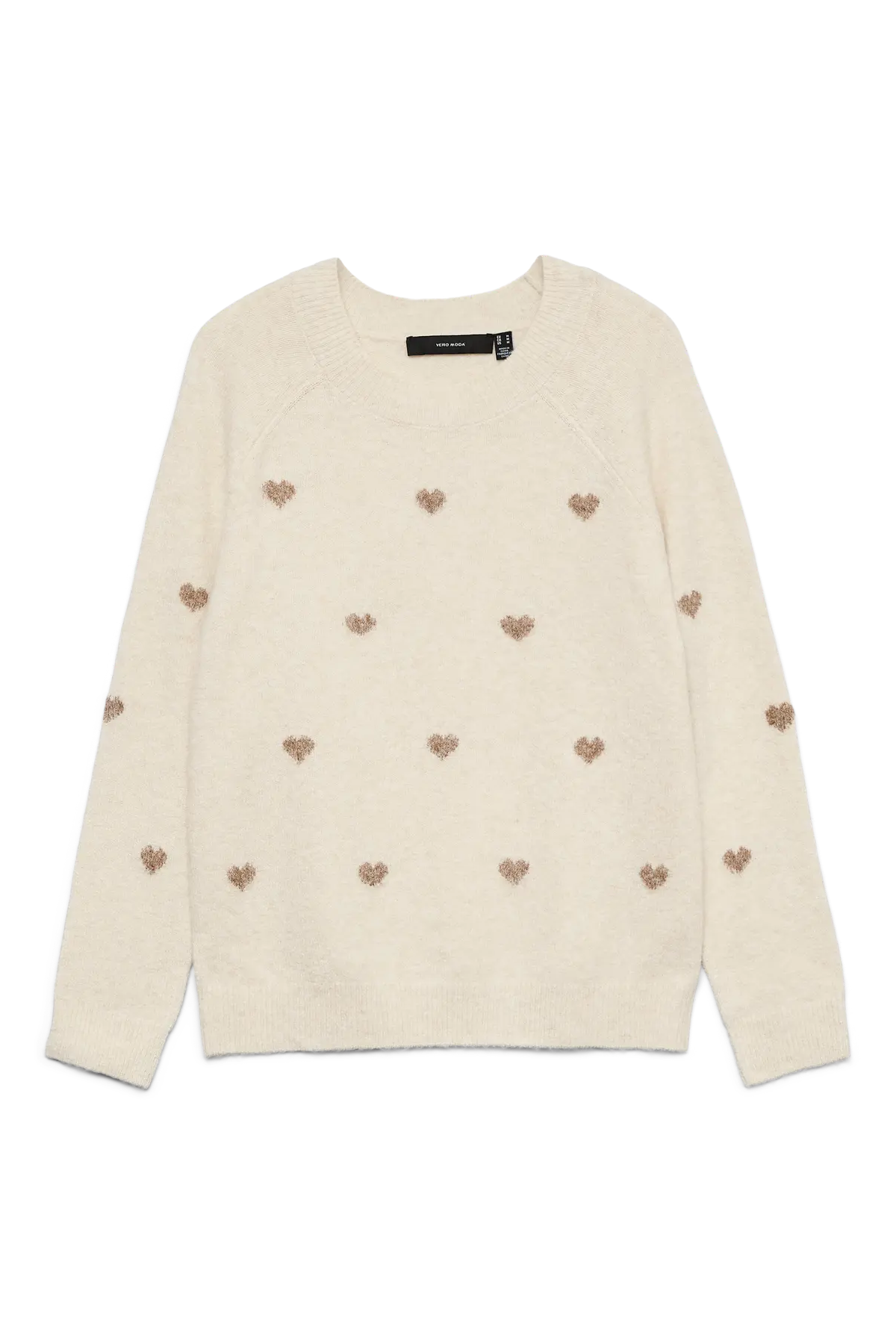 VERO MODA Doffy Intarsia Heart Jumper - Cream