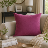 FULLSHIRE Velvet Piped Cushion - Plum 55x55cm