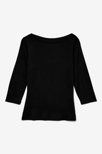 VERO MODA Panda Boat Neck 3/4 Sleeve Top - Black