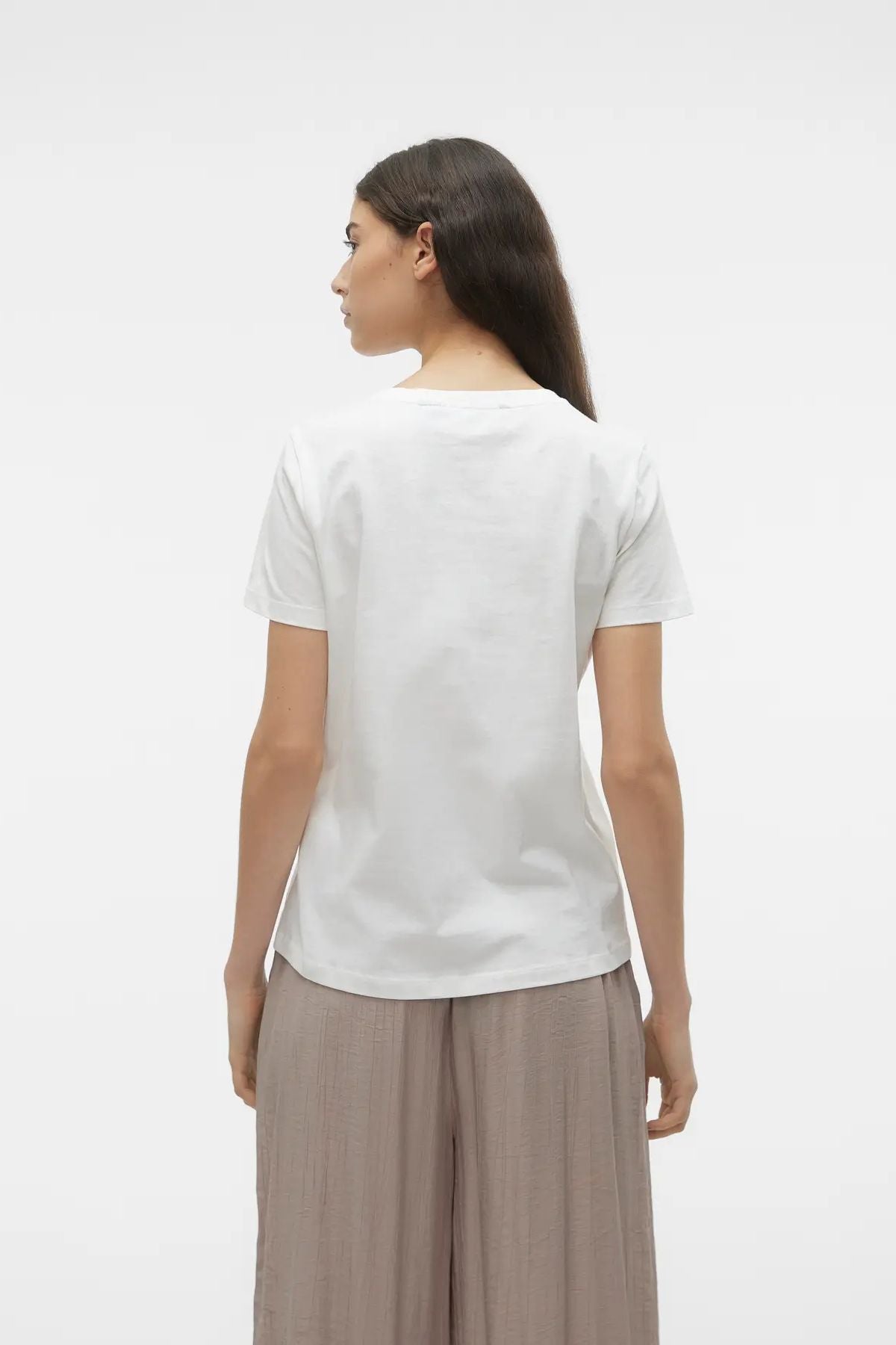 VERO MODA Francis Crochet Detail T-Shirt - White/Cream