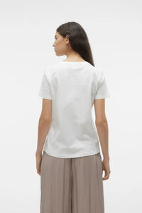 VERO MODA Francis Crochet Detail T-Shirt - White/Cream