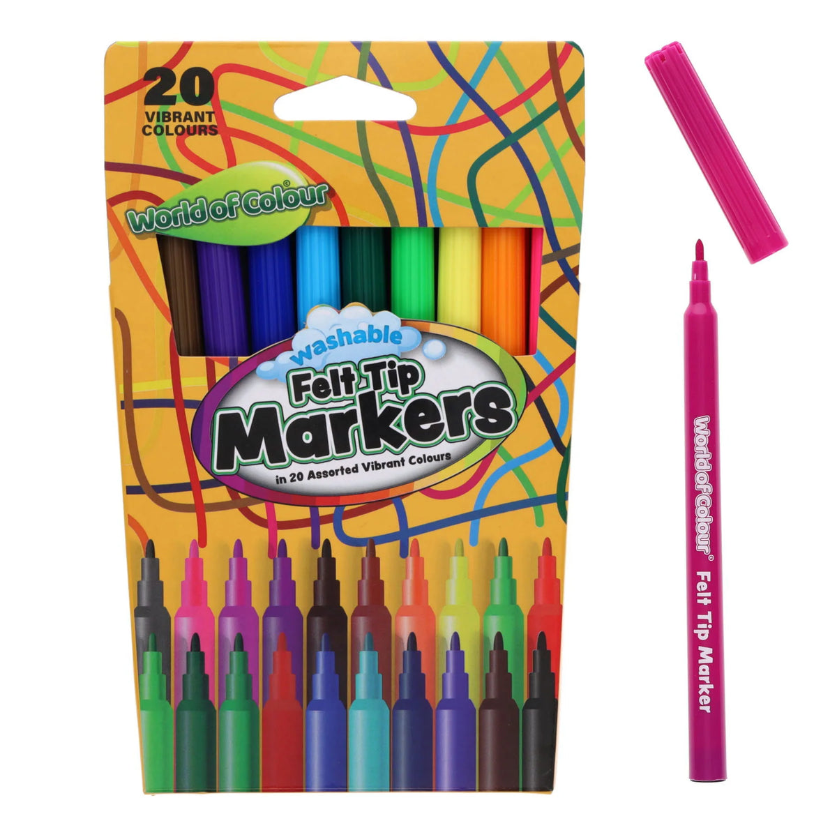 PREMIER STATIONERY World of Colour Felt Tip Markers - Pack of 20