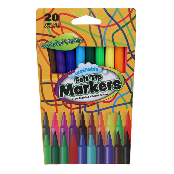PREMIER STATIONERY World of Colour Felt Tip Markers - Pack of 20