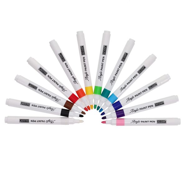 PREMIER STATIONERY Icon Acrylic Paint Pens - 12 Pack
