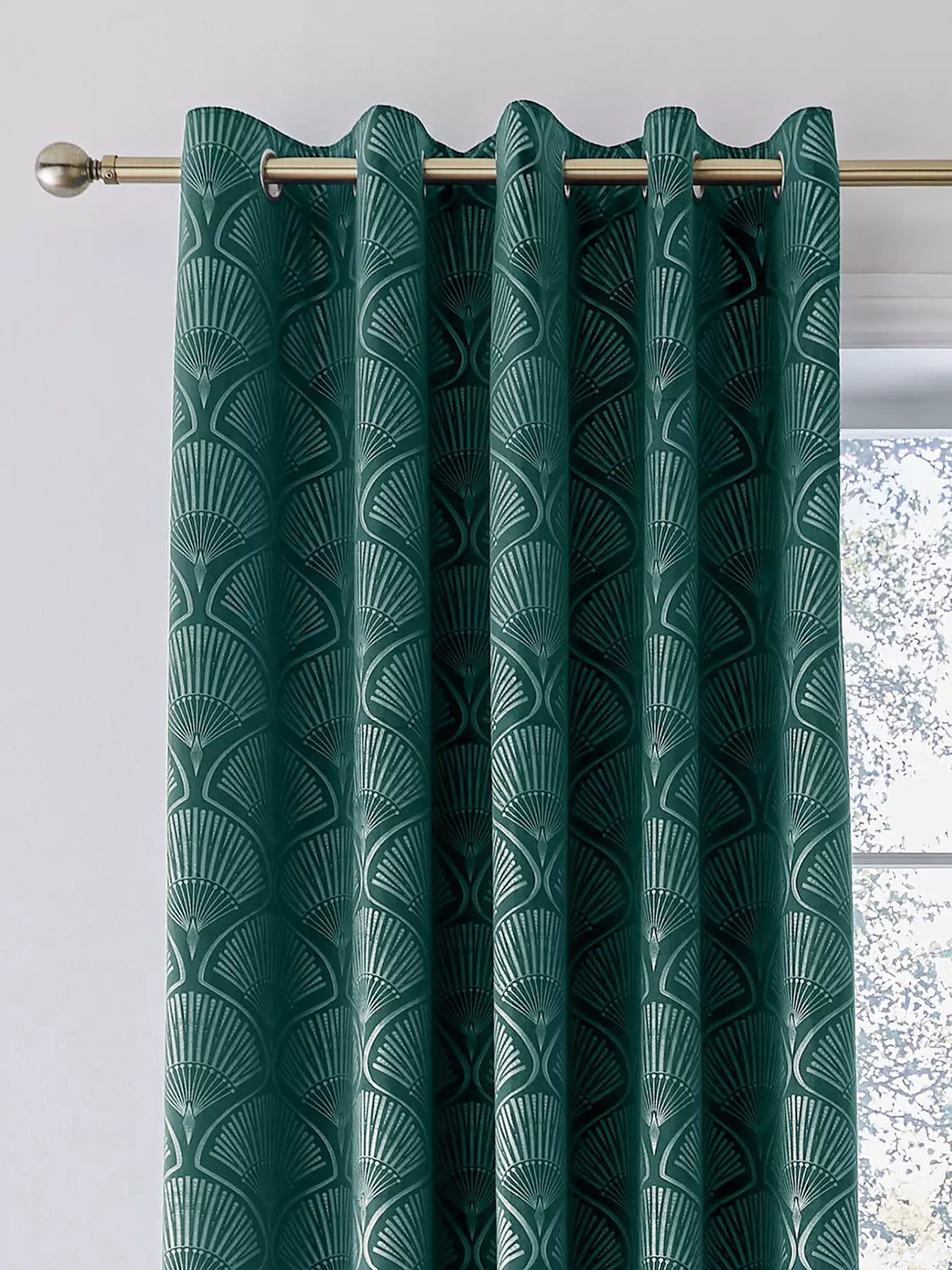 CATHERINE LANSFIELD Art Deco Pearl Curtains - Teal