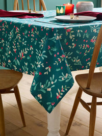 CATHERINE LANSFIELD Christmas Holly and Mistletoe Tablecloth - 2 Sizes