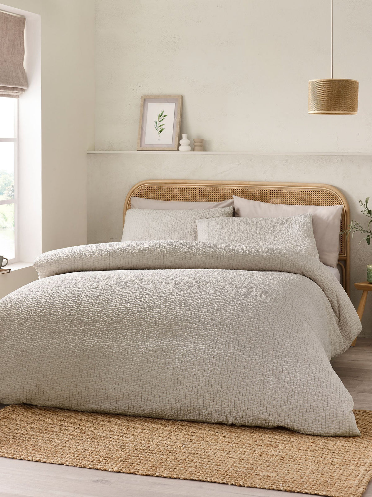 CATHERINE LANSFIELD Crinkle Seersucker Duvet Set - Natural