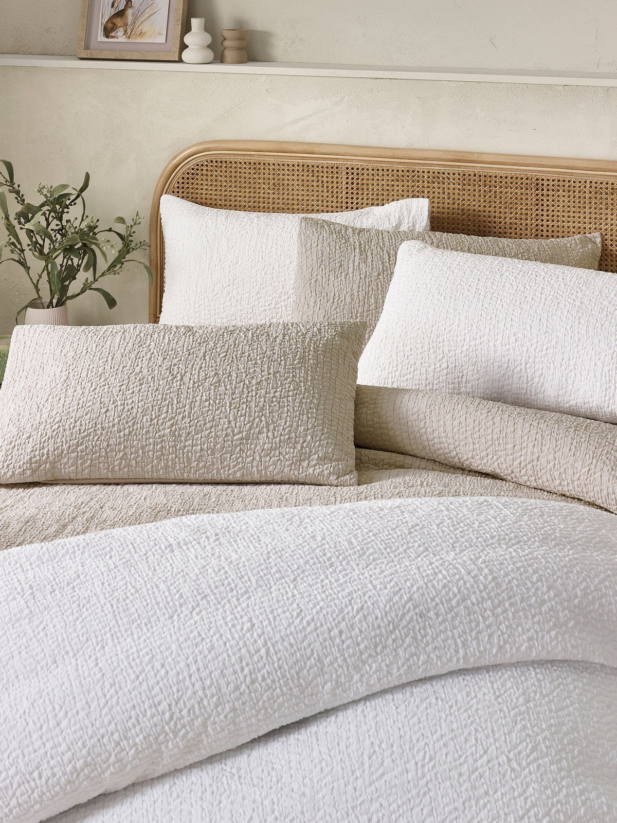 CATHERINE LANSFIELD Crinkle Seersucker Duvet Set - Natural