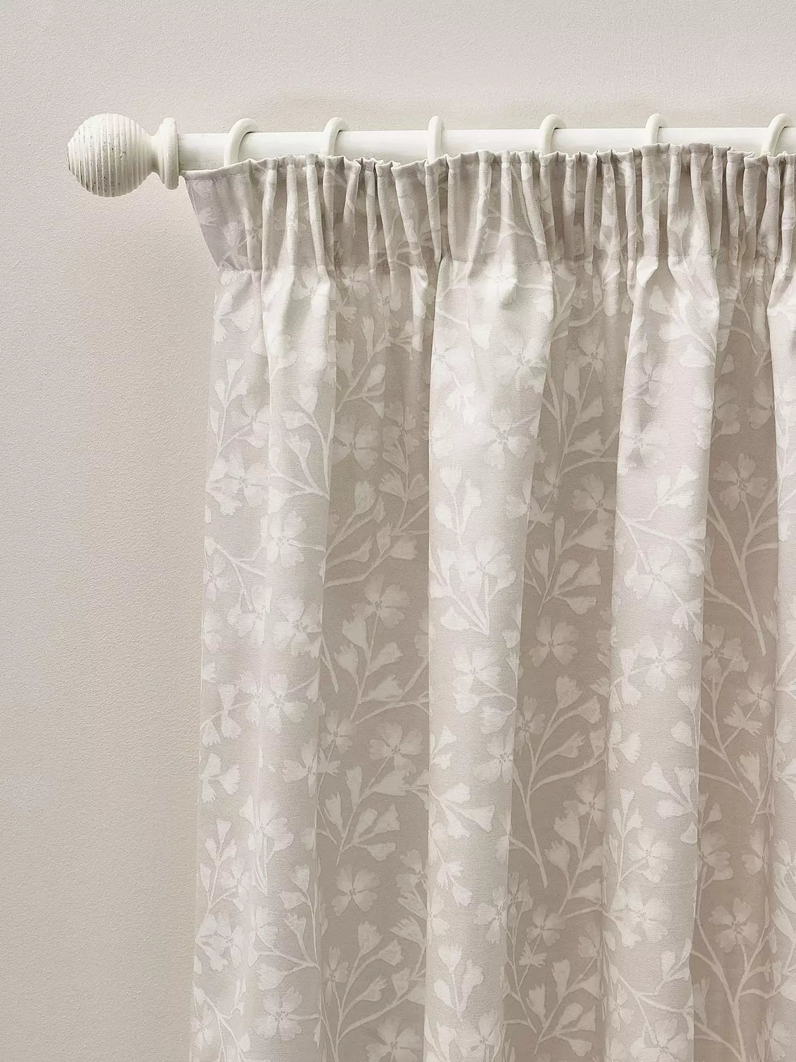 CATHERINE LANSFIELD Brooke Floral Pencil Pleat Curtains - Natural