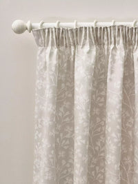 CATHERINE LANSFIELD Brooke Floral Pencil Pleat Curtains - Natural