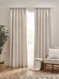 CATHERINE LANSFIELD Brooke Floral Pencil Pleat Curtains - Natural