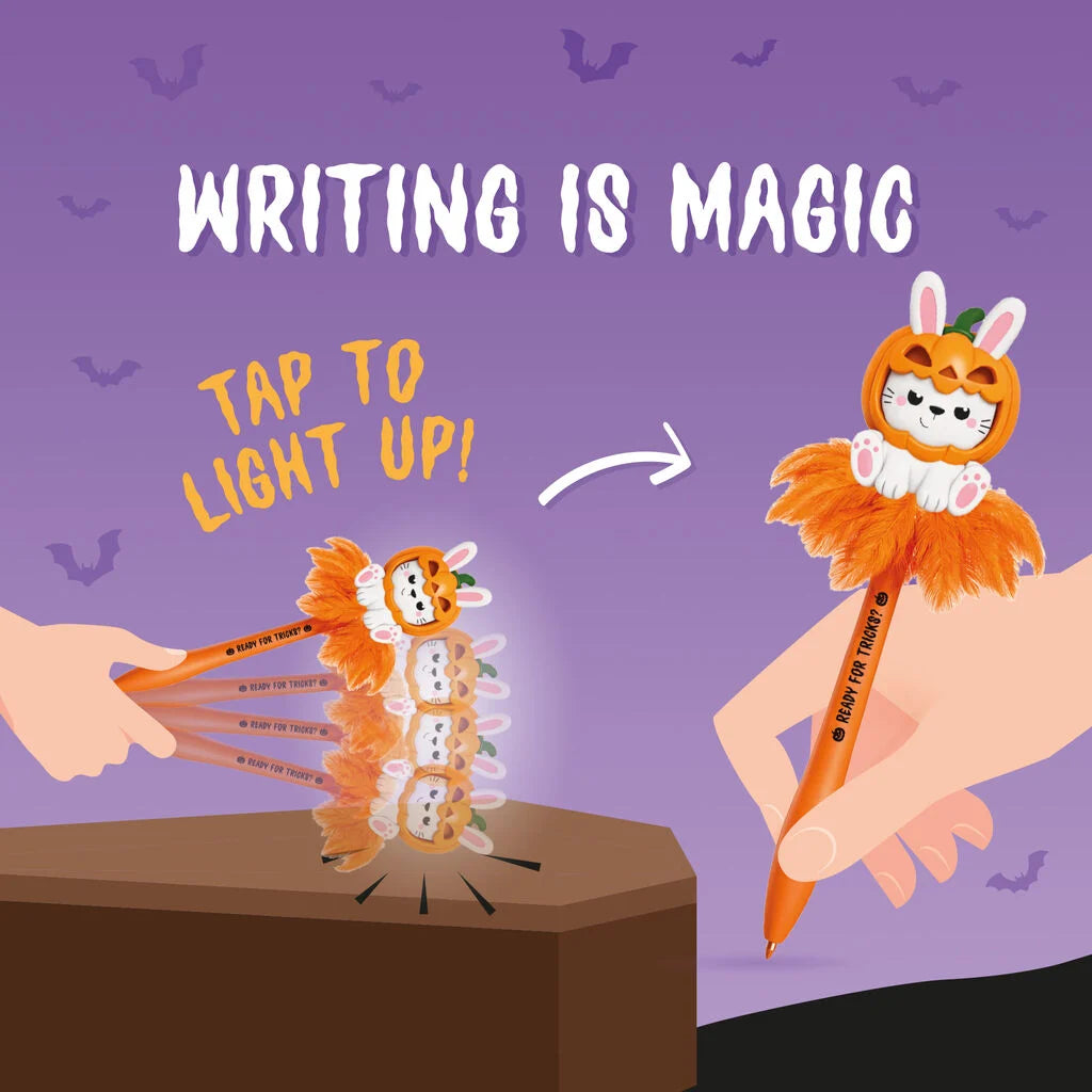 LEGAMI Halloween Light-up Ballpoint Pen - Pumpkin Bunny - Writing is Magic