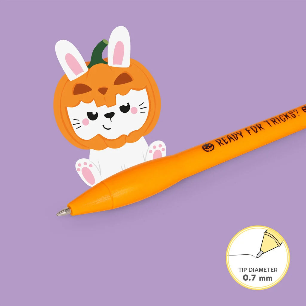 LEGAMI Halloween Light-up Ballpoint Pen - Pumpkin Bunny - Writing is Magic