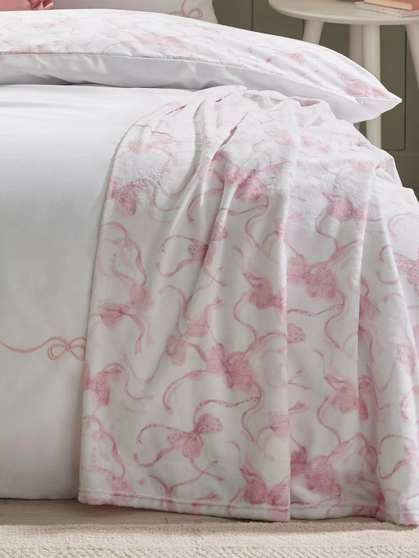 CATHERINE LANSFIELD Bow Blanket Throw 200x240cm - Pink