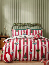 CATHERINE LANSFIELD Christmas Stripe Duvet Set - Red