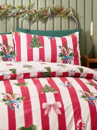 CATHERINE LANSFIELD Christmas Stripe Duvet Set - Red