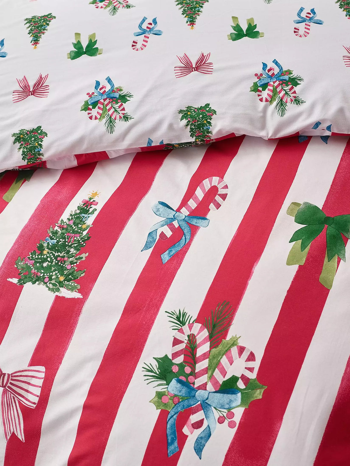 CATHERINE LANSFIELD Christmas Stripe Duvet Set - Red