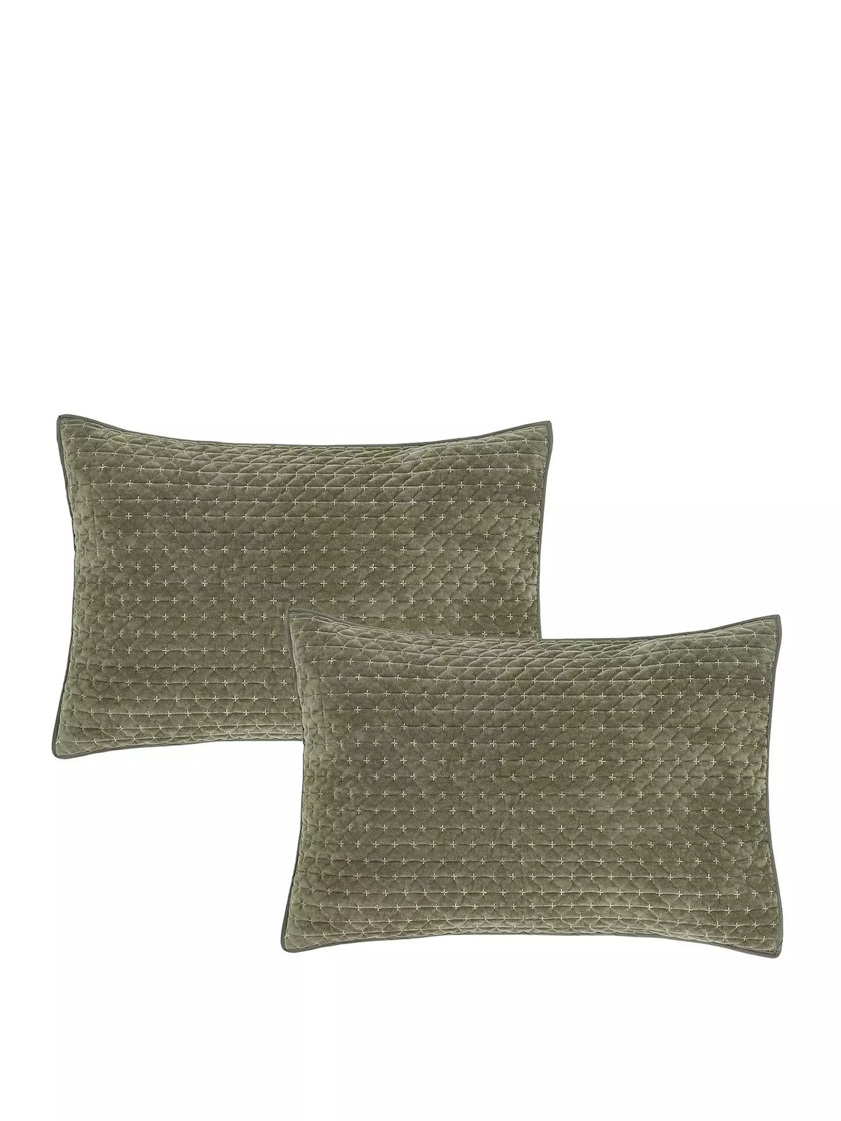 BIANCA Attica Velvet Embroidered Pillow sham - Pair 50x75cm - Green