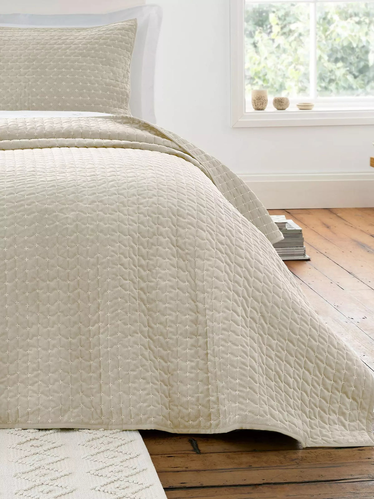 BIANCA Attica Velvet Bedspread 240x260cm - Natural